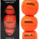 Zeekio - Galaxy Juggling Ball - Professional Grade - Suitable for All Levels & Ages - Premium 12 Panel Genuine Leather Ball Durable - 130 Grams 67mm - Set of 3 - Orange