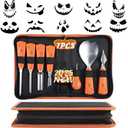 ENVEL Halloween Pumpkin Carving Kit, 7 Pcs Professional Stainless-Steel Pumpkin Tools Set Heavy-Duty Steel Cutting Easily for Art Crafts,Adults Kids