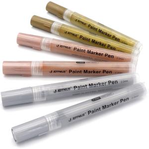 Gold Paint Pens with Silver,Rose Gold, Acrylic paint Pens for Rock Painting, Wood, Fabric, Glass, Canvas, Scrapbooking, Card DIY Metallic Acrylic Marker (2mm)