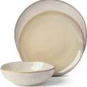 Oneida Organic Shades Oatmeal Stoneware 12-Piece Dinnerware Set for 4 | dishwasher safe | plates and bowls sets for kitchen and dining | 10.25 inch plate, dish set, dishes | 2 inch, 28oz