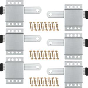 6 Pack Garage Door Side Lock with Self Tapping Screws, Heavy Duty Inside Deadlock Dual Side Lock Part, Galvanized Steel, for Door Security Slide Latch Assembly Replacement, Black PVC Handle Cover
