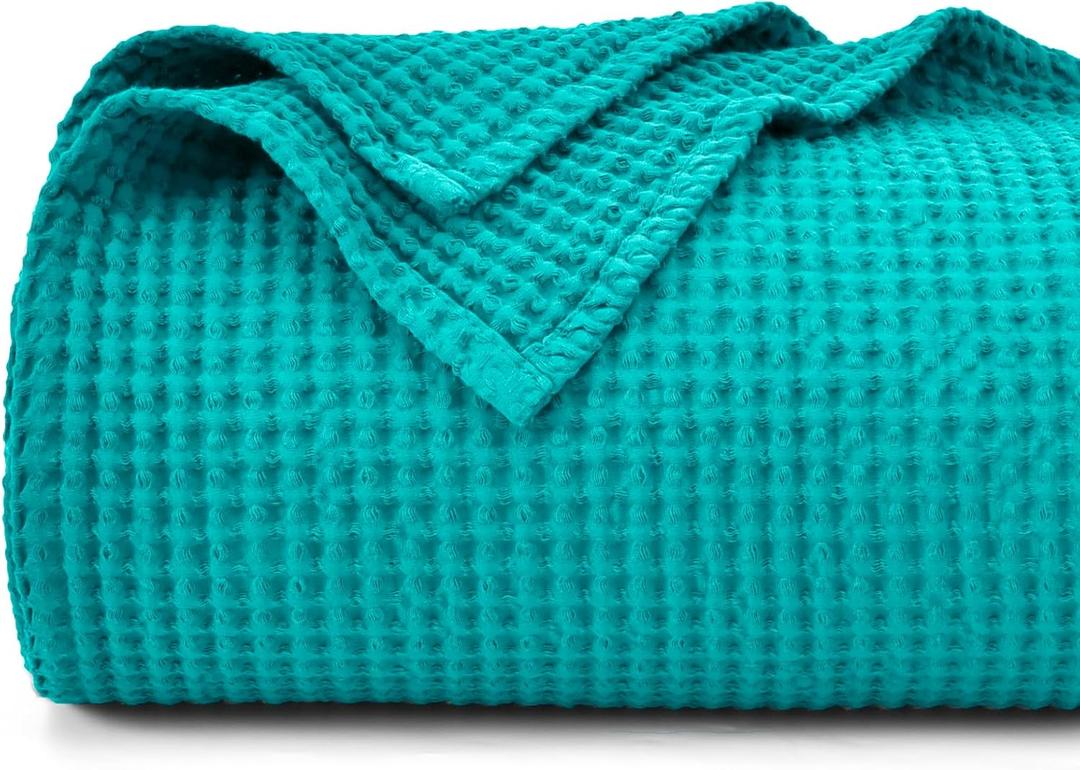 PHF Pre-Washed Cotton Waffle Weave Blanket Baby Size,Snag Proof Throw for Spring Summer,Lightweight Breathable 30x40,Oeko-TEX Certified for Bed,Machine Washable, Home Decor GiftTeal