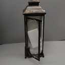 TRIROCKS Set of 3 Vintage Candle Lanterns 10/14/19.5''H Decorative Outdoor Lantern Metal Candle Holder with Tempered Glass for Home Living Room Garden Yard Event Indoor Outdoor (Black with Gold Brush) 