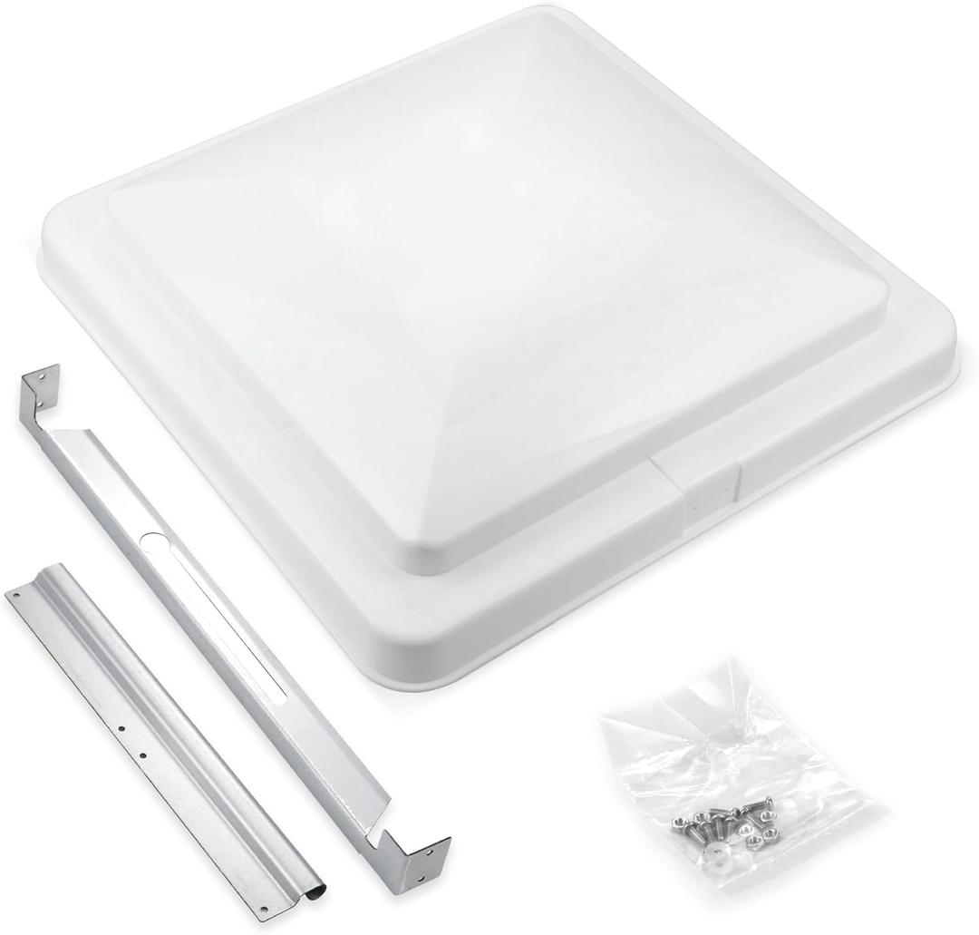 RV Vent Cover 14" Roof Vent Lid for Universal RV, Trailer, Camper, Motorhome Roof Replacement Ceiling Vent Covers, Plastic Square Skylight Cover Liftable, 1 Pack White