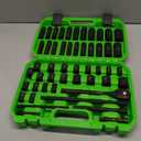 SUNHZMCKP 3/8" Drive Impact Socket Set, 52 Piece Standard SAE (5/16-3/4 inch) and Metric (8-22mm) Shallow & Deep 6 Point Sockets, 3/8-In Ratchet Handle, Extension Bars, Adapters, Universal Joint, CR-V