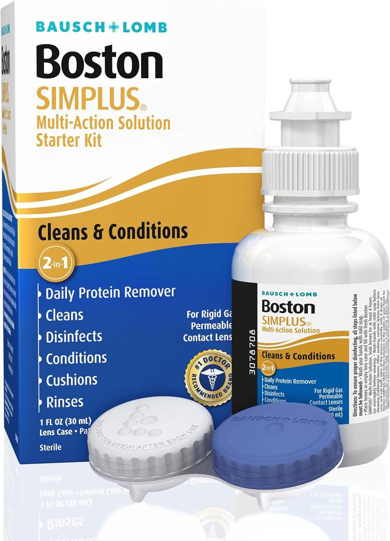 Boston SIMPLUS Multi-Action Solution, Travel Kit & Lens Case, Cleans, Disinfects & Conditions Rigid Gas Permeable (RGP) Lens, 1 Fl Oz