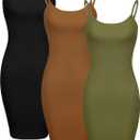 WILLBOND 3 Pieces Women's Basic Cami Long Tanks Dress Spaghetti Strap Slips for Under Dresses, Long Camisoles for Layering Medium