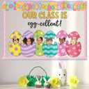 Gueevin 91 Pcs Easter Egg Bulletin Board Decoration Kit Our Class is Egg-cellent Wall Cutouts Classroom Decor with 140 Glue Points for Photo Easter Holiday Teacher School Office Chalkboard Supplies