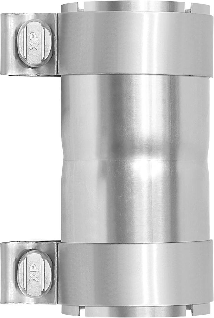 2.25 to 2.25 inch Exhaust Adapter with Clamp Stainless Steel, 2.25" ID to 2.25" ID Exhaust Reducer Connector Pipe with Clamp