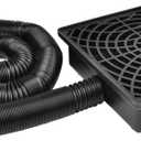 Prestantious Low Profile Catch Basin Drain Kit Downspout Extender, 12"12" Catch Basin Gutter Downspout Extensions with 2" ID Flexible Pipe, Pipe Stretched Length 16.4ft, Rainwater Drainage System