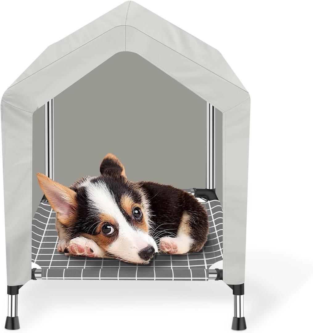 Elevated Dog House for Outdoor or Indoor - Waterproof Dog Tent Cat House, Dog Sunshade Tent, Pet House with Removable Cover, Suitable for Small Cats Dogs
