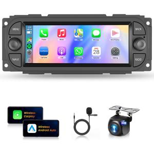 for Dodge Ram 1500/2500/3500 2002-2006, for Jeep Wrangler 2003-2006,Jeep Grand Cherokee 1999-2004-Android 13 Wireless CarPlay Android Auto 6.86 IPS Touch Screen Car Radio METEESER