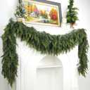 Artificial Cedar Garland, Realistic Green Pine Garland for Indoor & Outdoor Christmas Decorations, Lifelike Cedar Greenery for Mantle, Table, Staircase, and Wall (9FT(2 PCS))