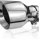 2.5 to 4 Inch Exhaust Tip 2.5"Inlet to 4"Outlet Exhaust Tips 6.7" Overall Length Muffler Tip 304 Stainless Steel Tailpipe Diesel Exhaust Tip Double Wall Polished Slant Cut Bolt On/Clamp On