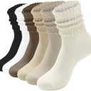 HAVE A TREE 3-6 Pack Women's Slouchy Crew Socks - White Cushioned Scrunch Boot Socks Size 5-11