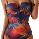 Eomenie Women's Push Up Wrap Front Swimsuit One Piece Tummy Control Bathing Suits Bandeau Support Slimming Swimwear 3 Sustainability Features,  Large