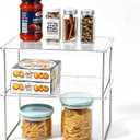 IVYHOME Pantry Organizer, Cabinet Storage Shelf Rack, Stackable Kitchen Cabinet, Foldable Countertop Shelf Organizer, 2 Pack