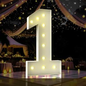 4FT Marquee Light Up Number,Marquee Numbers 4 Feet Tall, Large Led Sign for Baby Shower,Party,Birthday Decorations,Graduation,Prom(Number 1)