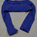 ABOCIW Women Square Neck Long Sleeve Workout Crop Top Low Medium Impact Athletic Yoga Gym Shirts with Built in Bra(ONLY TOP) (X-Large, Royal Blue)