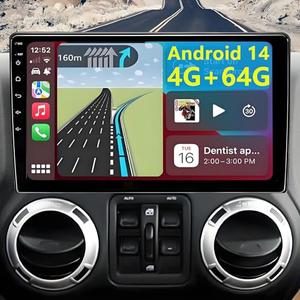 for Jeep Wrangler JK Radio Upgrade 2007-2018: 10.2 Inch Touchscreen Car Stereo with Wireless CarPlay and Android Auto - 4G+64G GPS Navigation Head Unit