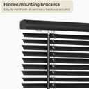 Cordless Light Filtering Mini Blind - 31 Inch Width, 48 Inch Length, 1" Slat Size - Black - Cordless GII Morningstar Horizontal Windows Blinds for Interior by Achim Home Dcor
