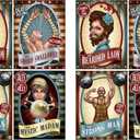 Beistle 8-Count Vintage Circus Poster Cutouts, Side Show Party Decorations, Carnival Party Supplies, Fun Fair Themed Party Accessories, 15.25"