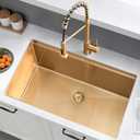 33x19 Undermount Kitchen Sink Gold Stainless Steel Singel Bowl