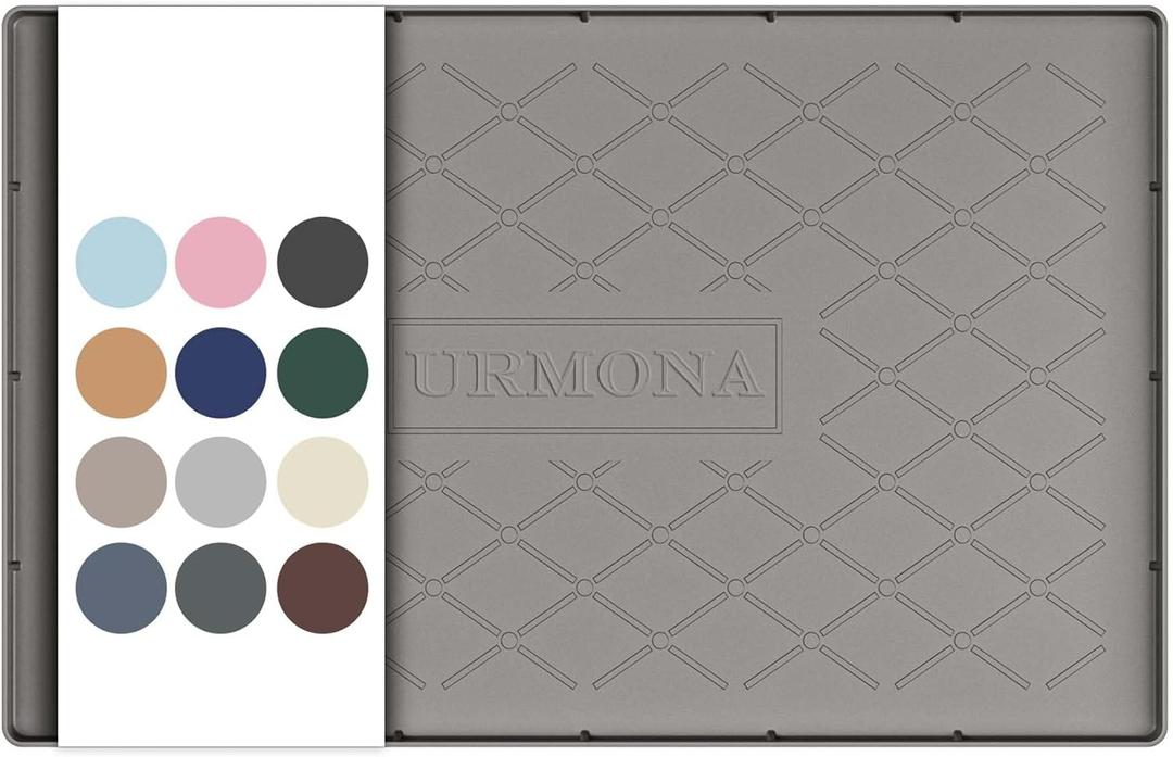 URMONA 22" x 14" Waterproof Silicone Mat in Multiple Sizes & Colors, Under Sink Mat for Kitchen & Bathroom, Pet Food Pad for Dogs & Cats, Kitchen Cabinet Liner, Multi-Purpose for Storage(Beige)