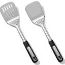 Stainless Steel Spatula Set, 2 Piece Heavy Duty Metal Turner Set, Thickened Solid & Slotted Spatula for Cooking, Heat Resistant Kitchen Utensils for Frying Fish, Eggs, Steak or Pancakes