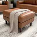 Bush Home Storage Ottoman with Tray, Living Room Furniture, Max Collection, Buffed Camel Vegan Leather