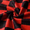 WOSIBO 2 Pack Checkered Plaid Windows Valances Retro Checkerboard Valance Curtains 16" x 56" Farmhouse Design Window Treatment Rod Pocket Valances for Kitchen/Living Room (Red and Black)