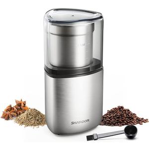 SHARDOR Electric Coffee Bean Grinder, Spice Grinder, 1 Removable Bowl with Stainless Steel Blade, Silver