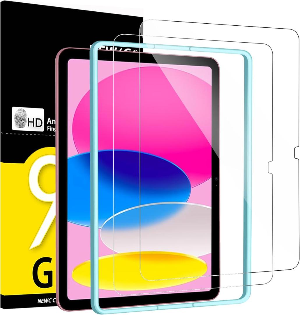 NEW'C 2 Pack Designed for iPad (A16) 11th Generation 2025, iPad 10th Generation 10.9 inches 2022 Screen Protector Tempered Glass, Bubble Free, Ultra Resistant (Easy Installation Frame) (Transparent)