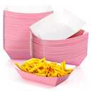 Yinkin 100 Pcs 2lb Paper Food Trays Boat 2lb Disposable Nacho Trays Kraft Paper Boat for Tacos Concession Easter Graduation Birthday Party Supplies(Pink)