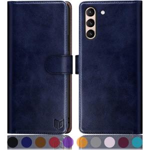 SUANPOT for Samsung Galaxy S21 6.2"(Non S21+) with RFID Blocking Leather Wallet case Credit Card Holder,Flip Folio Book Phone case Shockproof Cover Women Men for Samsung S21 case Wallet Blue