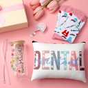 Skylety 5 Pcs Christmas Dental Assistant Gifts Women Dentist Gift 16oz Cup Socks Cosmetic Bag Badge Holder Dental Hygienist Appreciation Gift Box for Dentals Assistant Accessories Birthday Graduation