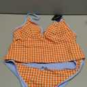 ZAFUL Women's Spaghetti Strap Tankini Swimsuits V Neck Tummy Control Tie Side Thong Bikini Swimsuits 2 Piece Bathing Suits (Large) Color: 2-a-orange