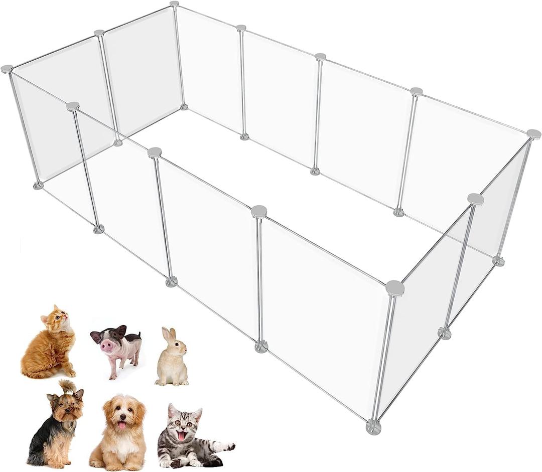 Pet Playpen Portable Small Animals Playpen, Customizable Shape & Height Pet Fence Yard Fence for Guinea Pigs, Bunny, Ferrets, Mice, Hamsters, Hedgehogs, Puppies, Turtles-12 Panels
