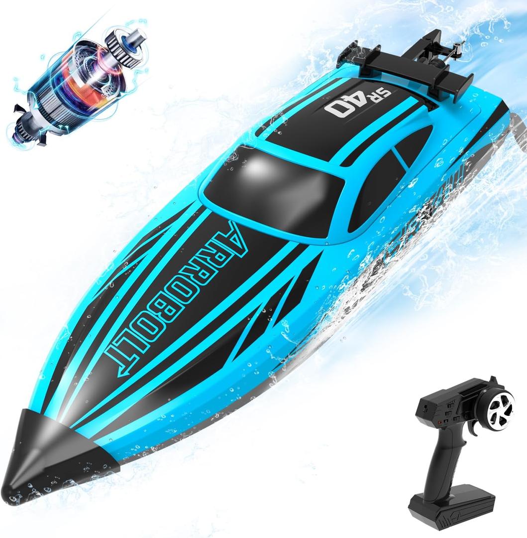 VOLANTEXRC Brushless RC Boats for Adults, 30+MPH Fast Remote Control Boat with 2 Rechargeable Batteries for Lakes, 30+ Mins Full Proportional Boat High Speed RC Boat for Adults (79705)