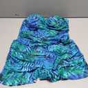 Holipick Women's Green Leaves Floral Tummy Control One Piece Swim Dress Strapless Swimsuit Bandeau Skirted Bathing Suits XL