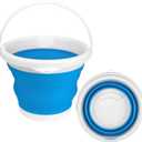 Collapsible Mop Bucket and Ice Bucket-5L(1.3 Gallon) Household Cleaning Silicone Dust Mops Bucket, Portable Bathroom Cleaning Supplies Bucket for Cleaning Caddy Spin Mops for Floor Blue