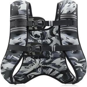 ZELUS Weighted Vest, 6lb/8lb/12lb/16lb/20lb/25lb/30lb Weight Vest with Reflective Stripe for Workout, Strength Training, Running, Fitness, Muscle Building, Weight Loss, Weightlifting (Gray Camo)