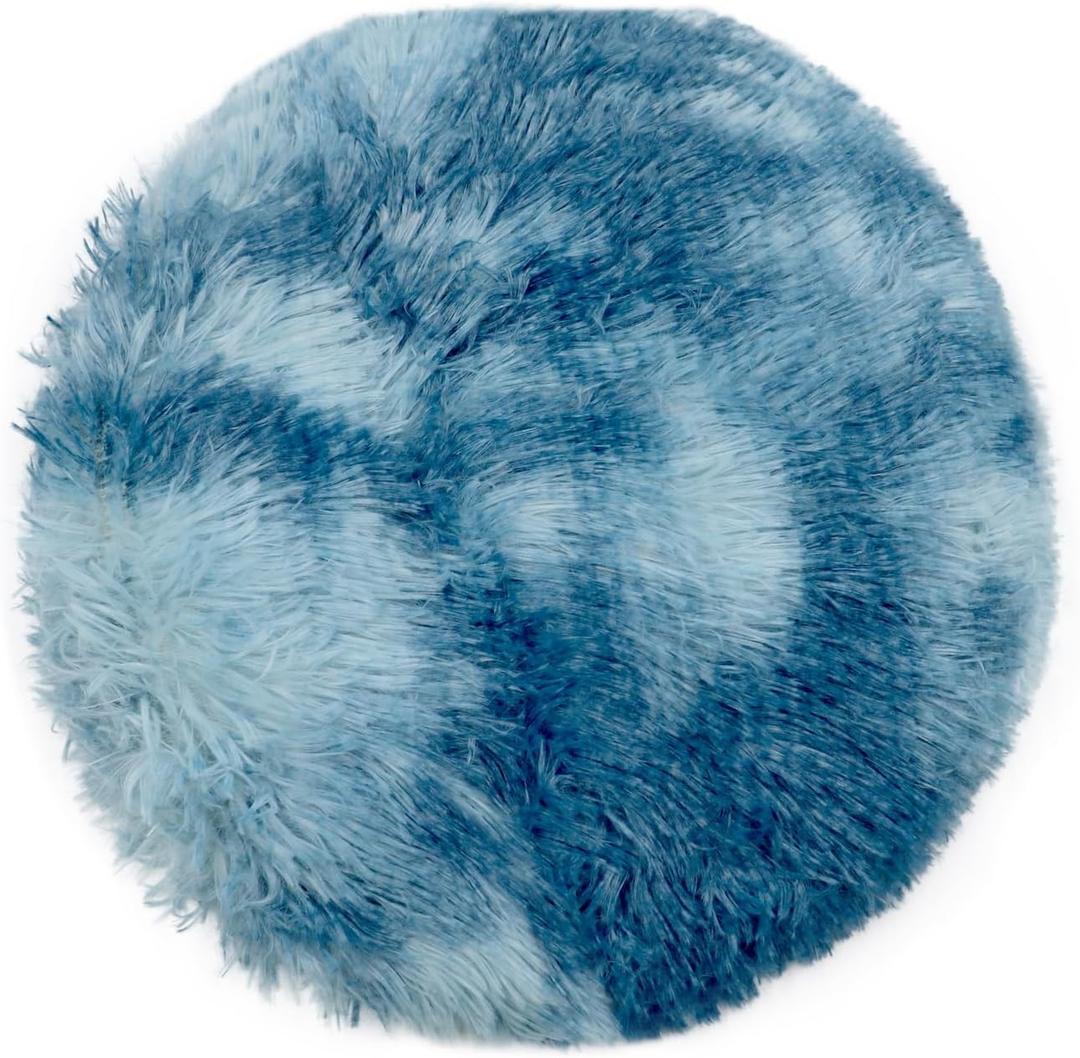 Soft Fluffy Toilet Seat Cover, Washable Absorbent Lid Cover, Adjustable Non Slip Backing for Most Bathroom Toilet Lids Tie-Dyed Dark Blue 17.7" x 19.7"
