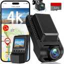 Dash Cam Front and Rear, 4K Ultra HD+1080P Dash Camera for Cars, Built-in Wi-Fi GPS, Included 32GB Card, 2.0'' IPS Screen Mini Car Camera, App, Night Vision, 170Wide Angle, 24H Parking Mode (Black)