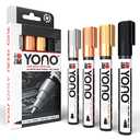Marabu YONO Metallic Paint Markers - Unleash Your Inner Artist - Transform Any Surface With These 4 Acrylic Paint Markers for Canvas, Rocks, Mugs, Shoes & More