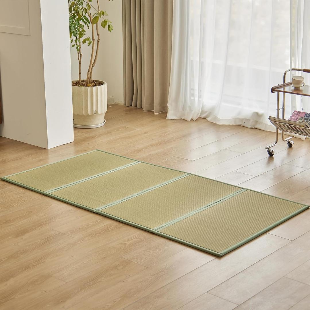 Japanese Tatami Mat,(Twin XL,83" x 39" x 0.5"),100% Rush Grass Portable Folding Mat Futon Mattress Firm Traditional Floor Bed (Twin XL), 3'3" x 6'11"