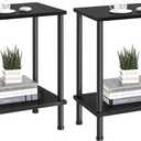 End Table,Small Side Table,2-Tier Nightstand with Storage Shelf,Sofa Bedside Table for Small Spaces in Living Room,Bedroom, Office,Stable Frame,Easy Assembly, Black
