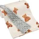 Bear and Buffalo Check Plaid Baby Blanket Gender Neutral Blankets for Newborn Baby Girls or Boys Nursery Toddler Double Layer Blanket with Dotted Backing and Bear Printed (Bear1)