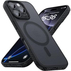 Lamicall Magnetic Case for iPhone 16 Pro Max, for Magsafe - [Anti-Slip Edge] Military Grade Shockproof Protection Translucent Hard Slim Magnet Protective Cover for iPhone 16 Pro Max 6.9 inches (Black)