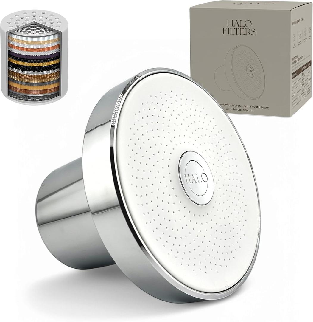 Filtered Shower Head - High Pressure Showerhead Filter for Hard Water, Enhances Hair & Skin Health, Minimizes Hair Loss, Preserves Color-Treated Hair, Water Softener (Chrome)